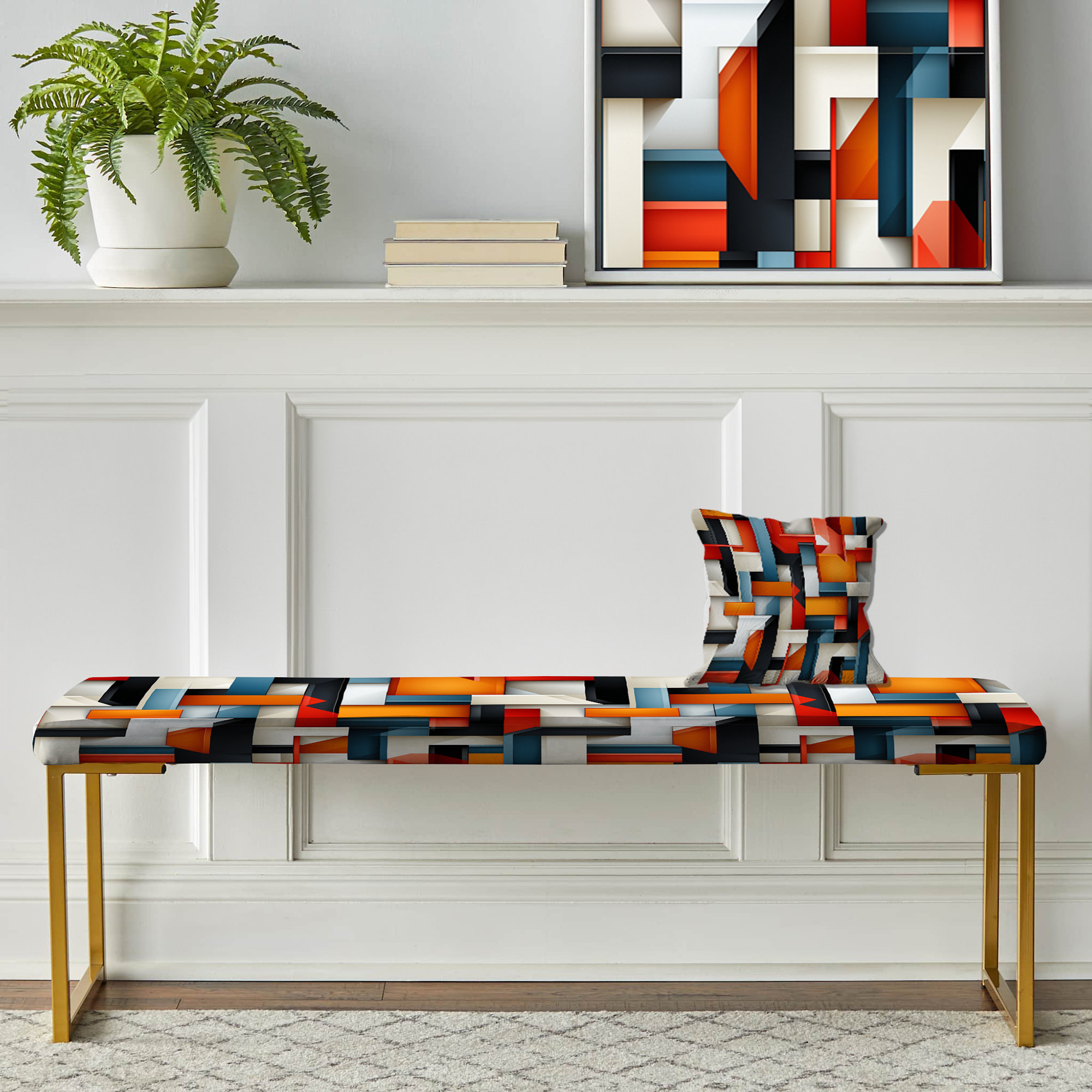 Design Art Red Industrial Matrix Cubic Reflections